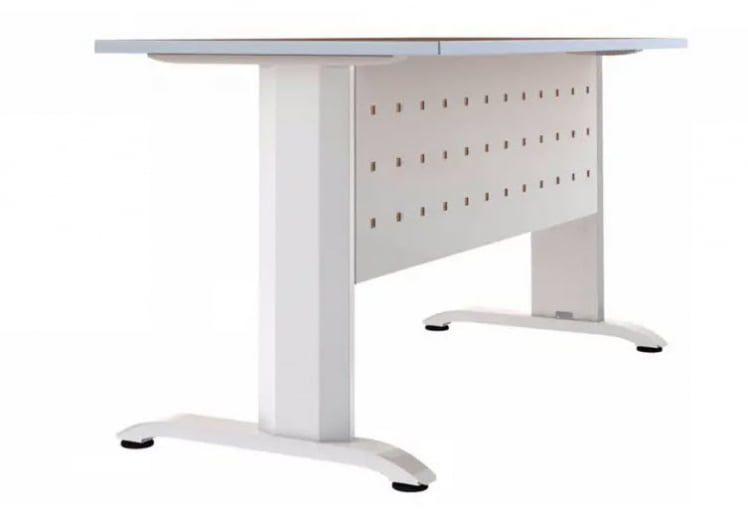 Парта двухместная Де Гласси А перфорированный экран ЛДСП Дуб молочный/ Металл Серый_2