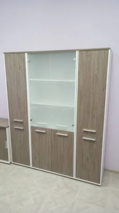 Шкаф 4 широкий верх стеклянные двери, низ закрытый Дека 10.19.171 Дуб Верцаска/Белый / Deka_2