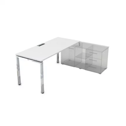 Стол рабочий, прямолинейный три опоры, правый ГЛОСС ЛИНЕ НСТП-О.974 Белый Премиум / GLOSS LINE_0