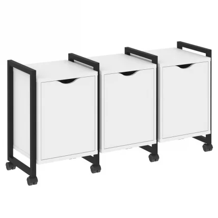Тумба на колесных опорах наборная. Вариант №5 ЛОФТ ВР.Л-ТН-5.К Металл черный Белый Бриллиант / LOFT VR.L-TN-5.K_0
