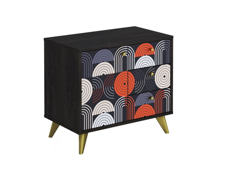 Комод Фьюжн КМ-002 АРТ Угольный камень/ВИНИЛ / камень/VINIL_0