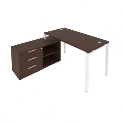 Рабочая станция на П-образном м/к с опорной тумбой левая Метал Сйстем Б.РС-СТС-2.3 Л Венге/Белый / Metal System_0
