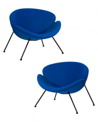 Кресло дизайнерское ДОБРИН ЕМИЛЙ (синяя ткань АФ6, черное основание) 2 шт / DOBRIN EMILY AF6,_0