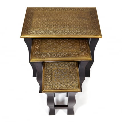 Комплект 3 столика Сеcрет Де Маисон БРАХМА ( мод. НД-009) дерево манго/латунная чеканка, 56х36х50, 41х30х45, 24х24х40 / Secret De Maison BRAHMA mod. ND-009)_4