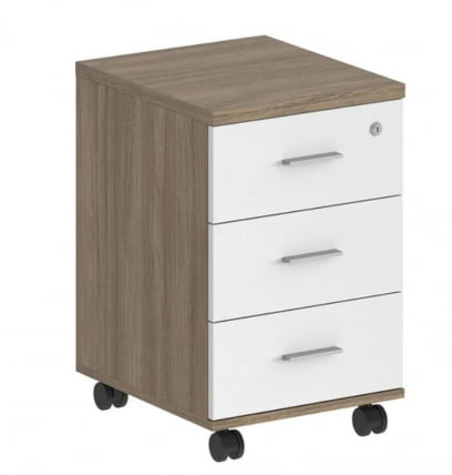 Тумба мобильная с тремя ящиками Сигма СГ.611.ОД.ВХ.М Дуб темный Белый / Sigma SG.611.OD.WH.M_0