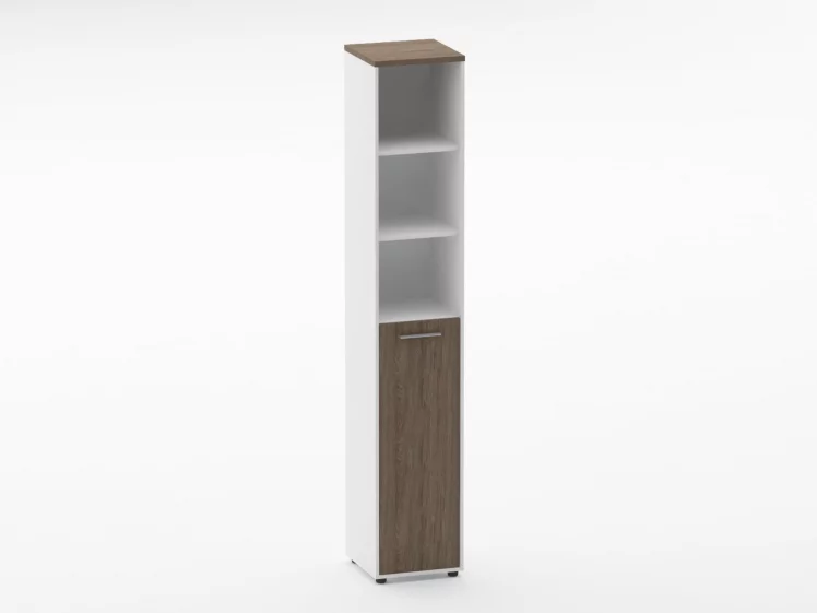 Шкаф 5 узкий верх открытый, низ глухая дверь Дека 10.23.13Л Дуб Верцаска/Белый / Deka_0