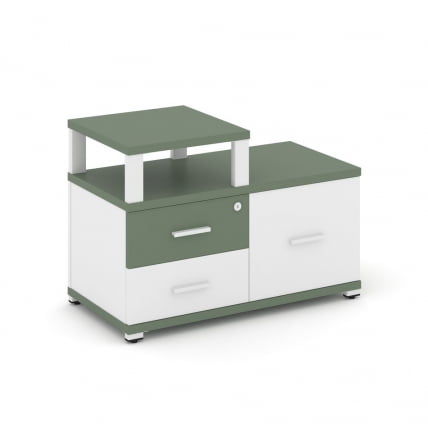 Тумба приставная сервисная с надставкой узкой CОНCЕПТ CН.ТСР-002 Б/В Кобо Белый бриллиант Белый / CONCEPT CN.TSR-002 B/W_0