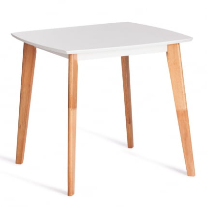 Стол обеденный Cлаире квадратный столешница МДФ, опоры дерево гевея, белый / натуральное дерево, 80 кс 80 кс 75см / Claire x x_0