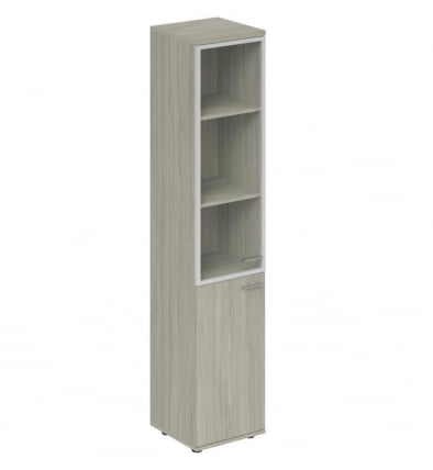 Шкаф высокий со стеклом, задняя стенка ЛДСП (левый) Винг ВН.712.ОЛ.ОЛ.АЛ.Л Дуб светлый / Wing WN.712.OL.OL.AL.L_0