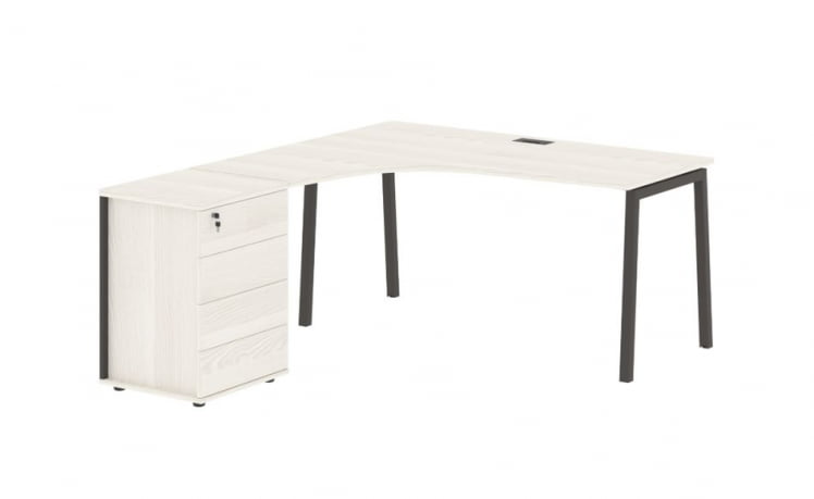 Стол эргономичный с тумбой (левый) ЕДИС ЕЛCЕТ 1518 Л Ясень Траун Мокко / EDIS ELCET L_0