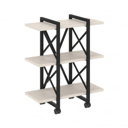 Стеллаж на колесных опорах - 3 полки ЛОФТ  ВР.Л-МСТ.К-3.4В Металл черный Денвер светлый / LOFT VR.L-MST.K-3.4V_0
