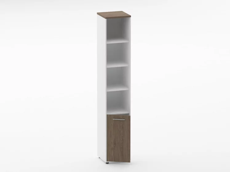 Шкаф 5 узкий верх открытый, низ глухая дверь Дека 10.23.11Л Дуб Верцаска/Белый / Deka_1