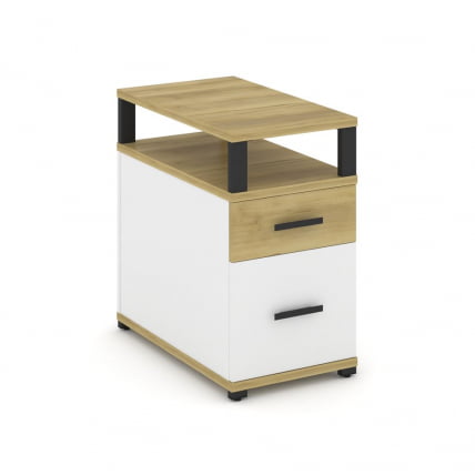 Тумба опорная/приставная с ящиком, распашным фасадом и надставкой CОНCЕПТ CН.ТГП-002 Б/В Дуб Винченцо Белый бриллиант Черный / CONCEPT CN.TGP-002 B/W_0