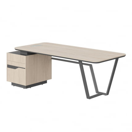 Стол руководителя левый Лине СФ-571102.1 Дуб светлый Черный графит / Line_0