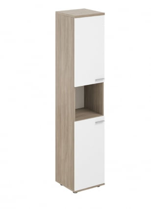 Шкаф высокий с нишей левый Сигма СГ.846.ОД.ВХ.ВХ.Л Дуб темный Белый / Sigma SG.846.OD.WH.WH.L_0