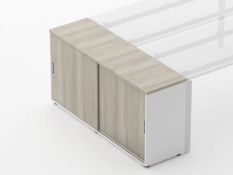 Тумба-купе для рабочего модуля Дека 9.02.145 Дуб Сантана светлый/Белый / Deka_2