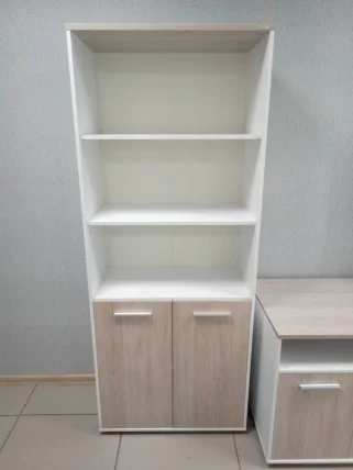 Шкаф 4 широкий верх открытый, низ закрытый Дека 10.19.111 Дуб Сантана светлый/Белый / Deka_2