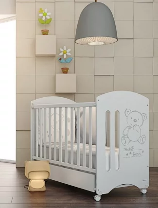 Кровать Микуна Свеет Беар 120кс60 Вхите с матрацем CХ-620 / Micuna Sweet Bear 120x60 White CH-620_0