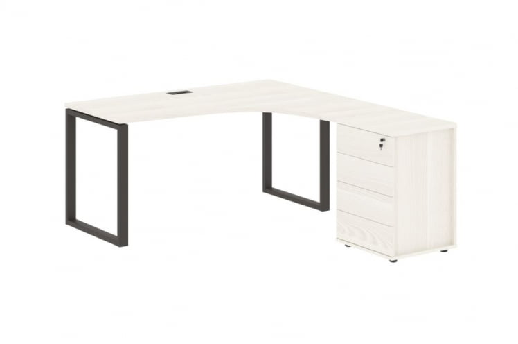 Стол эргономичный с тумбой правый ЕДИС ЕКCЕТ 1518 Р Ясень Траун Мокко / EDIS EQCET R_0