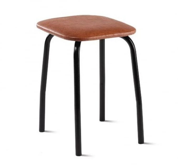 Табурет кухонный 320х320 мм Белый/Металл Черная шагрень_0