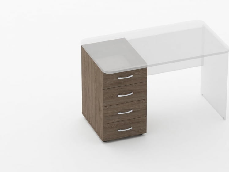 Тумба встраиваемая в стол на 4 ящика Глассй 3.12.10 Дуб Верцаска / Glassy_0