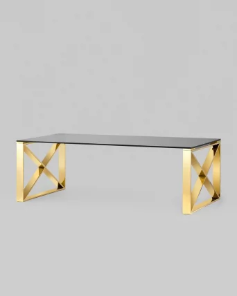 Журнальный стол КРОСС 120кс60 Золото (стекло смоке) / 120x60 smoke)_2