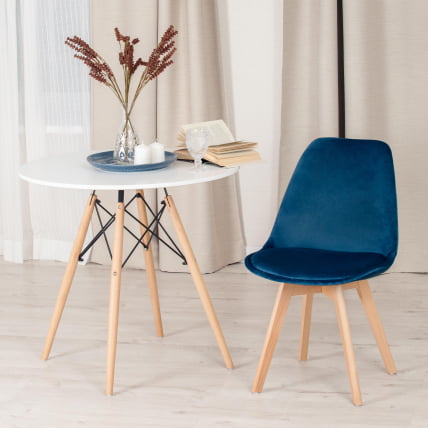Стул ТУЛИП СОФТ (мод. 74) / 1 шт. в упаковке вельвет/дерево , 54 х 47 х 83 см , синий (ХЛР 63)/натуральный / TULIP SOFT (mod. (HLR_8