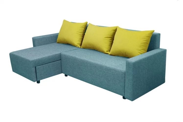 Угловой диван Шеррй (3 категория) с механизмом подъема оттоманки Балтик Азуре Эппл / Sherry_0