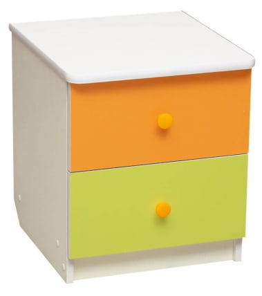 Тумба прикроватная Радуга Белый/Оранжевый/Лайм_0