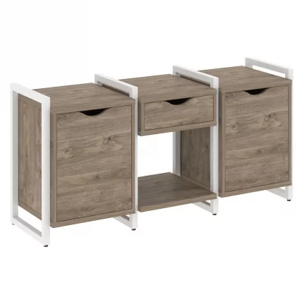 Тумба на регулируемых опорах наборная. Вариант №7 ЛОФТ ВР.Л-ТН-7.О Металл белый Тиквуд темный / LOFT VR.L-TN-7.O_0