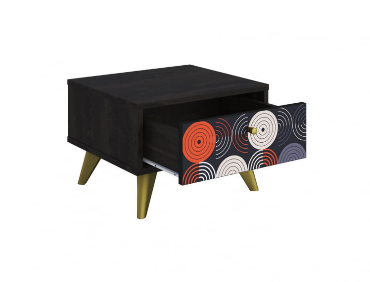 Тумба прикроватная Фьюжн ТМ-004 АРТ Угольный камень/ВИНИЛ / камень/VINIL_1