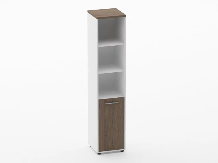 Шкаф 4 узкий верх открытый, низ закрытый Дека 10.19.11Л Дуб Верцаска/Белый / Deka_0