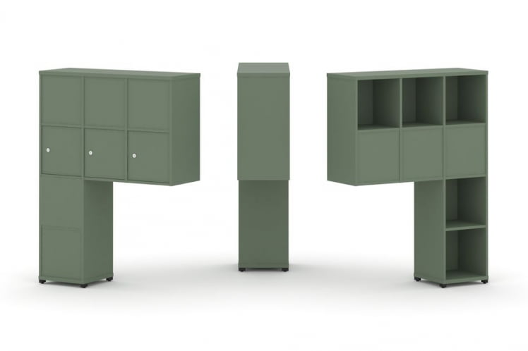 Надставка на стол высокая двухсторонняя + задняя стенка (8 шт.) + распашной фасад (3 шт.) CОНCЕПТ CН.ДНВ-010 Кобо Черный металл / CONCEPT CN.DNV-010_0