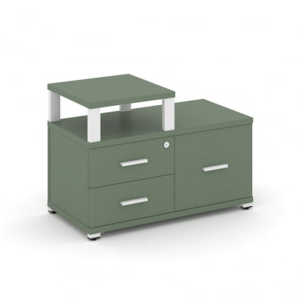 Тумба приставная сервисная с надставкой узкой CОНCЕПТ CН.ТСР-002 Б/В Кобо Белый / CONCEPT CN.TSR-002 B/W_0