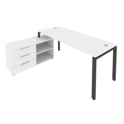 Рабочая станция на П-образном м/к с опорной тумбой левая Метал Сйстем БП.РС-СТС-2.5 Л Белый/Антрацит / Metal System_0