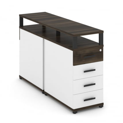 Тумба двухсторонняя опорная приставная с 4-мя ящиками и надставкой CОНCЕПТ CН.ДТГО-003 Б/В Дуб Мали Белый бриллиант Черный / CONCEPT CN.DTGO-003 B/W_0
