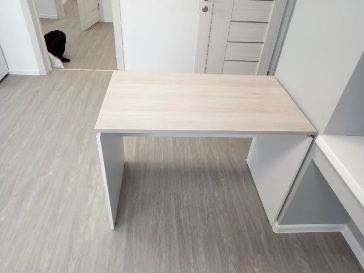 Стол прямой Дека ЛДСП каркас 75.06.10 Дуб Сантана светлый/Белый / Deka_2