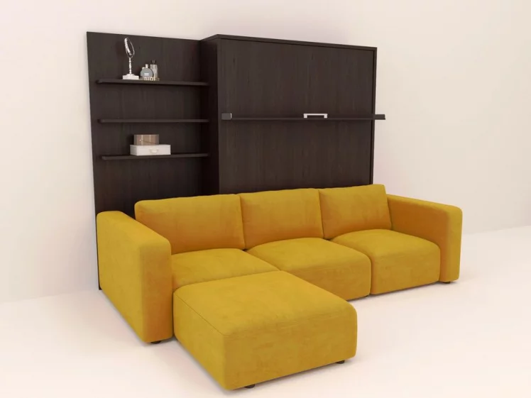 Диван кровать-трансформер Смарт 1 с пуфом 3-в-1 1600 левый Ясень шимо темный_0