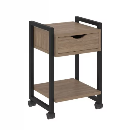 Тумба на колесных опорах с ящиком и полкой ЛОФТ ВР.Л-Т1.К Металл черный Дуб Аризона / LOFT VR.L-T1.K_0