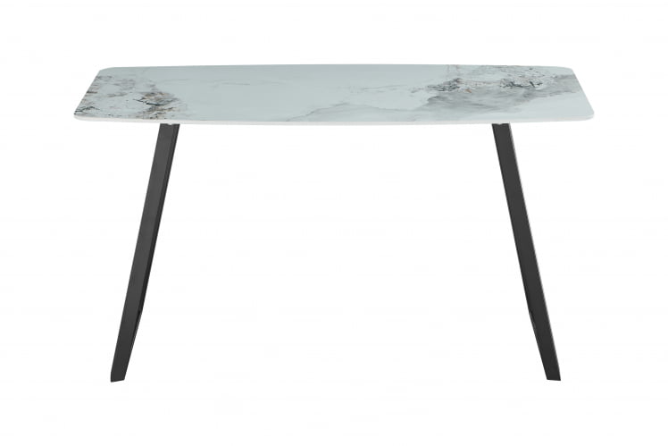 Стол обеденный Вермонт 140*80 см керамика светлая ножки черные / Vermont_1