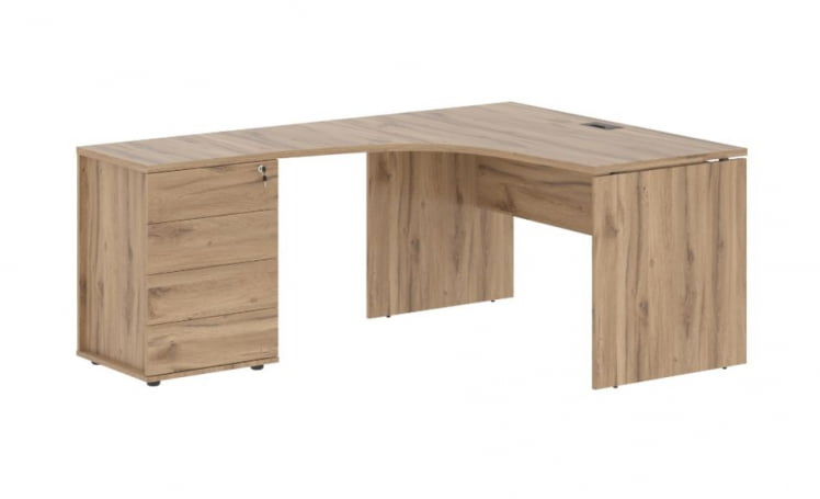 Стол эргономичный с тумбой левый ЕДИС ЕДCЕТ 1318 Л Дуб Денвер светлый Мокко / EDIS EDCET L_0