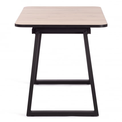 Стол МАЛТИДО ЛДСП/ХПЛ/металл, 130 х 75+30 х 75 см, Агат серый/черный / MALTIDO ЛДСП/HPL/металл,_1