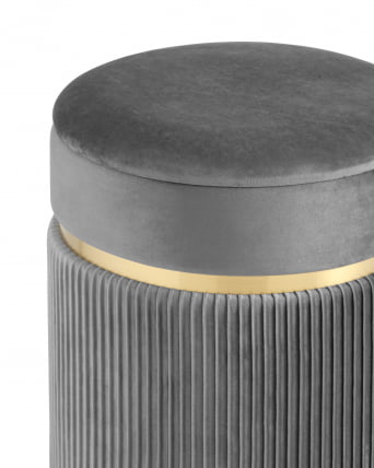Пуф Миранда с ящиком серебро велюр Серый_3
