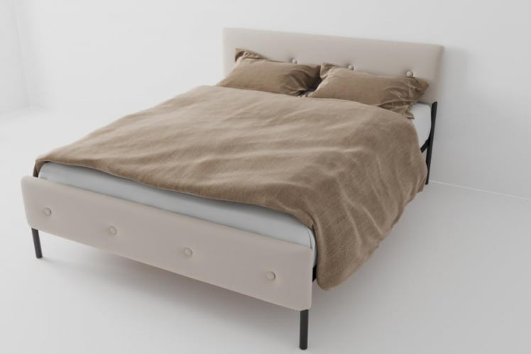 Кровать &куот;Екатеринбург Мини&куот; с ортопедическим основанием Цвет фасада: Бежевый; Цвет корпуса: Чёрный; Материал фасада: Металл/Велюр; Размер: 800х2000 мм; Спальное место: 800х2000 мм / "Екатеринбург Мини"_0