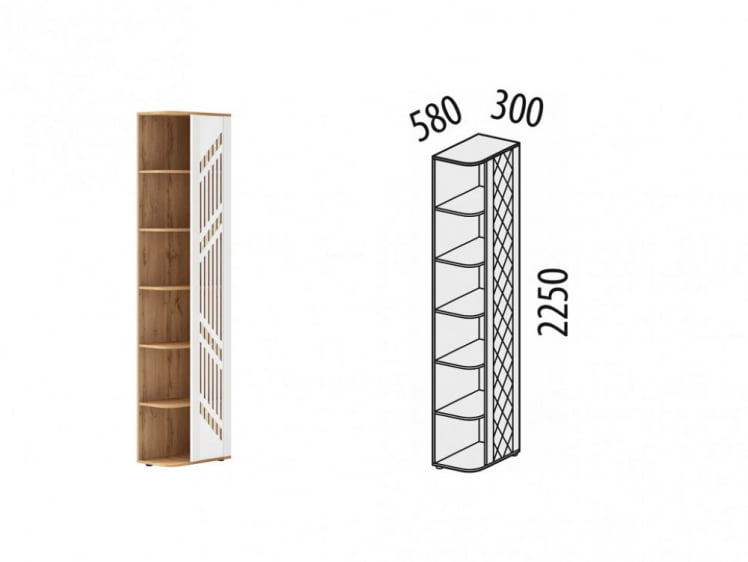 Стеллаж торцевой (лев/прав) Монако 903.17 Дуб Вотан / Белый шпон / Альпийский белый_7