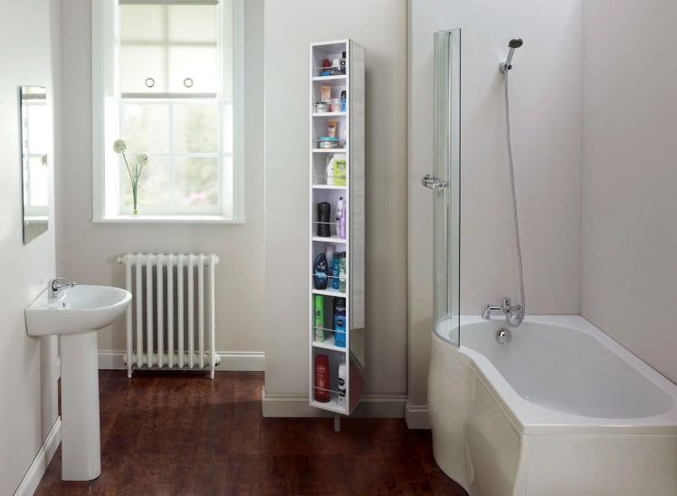 Поворотный квадратный шкаф с зеркалами в полный рост Спика Шелф Белый_0