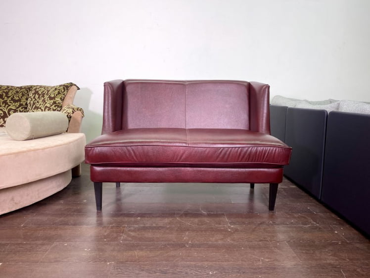 Диван двойной Амати в натуральной коже Бордовый_2