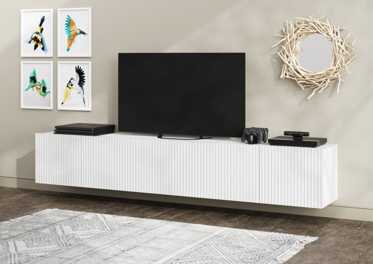 Тумба под ТВ СКАНДИ БЕЛЫЙ/БЕЛЫЙ ГЛЯНЕЦ_0