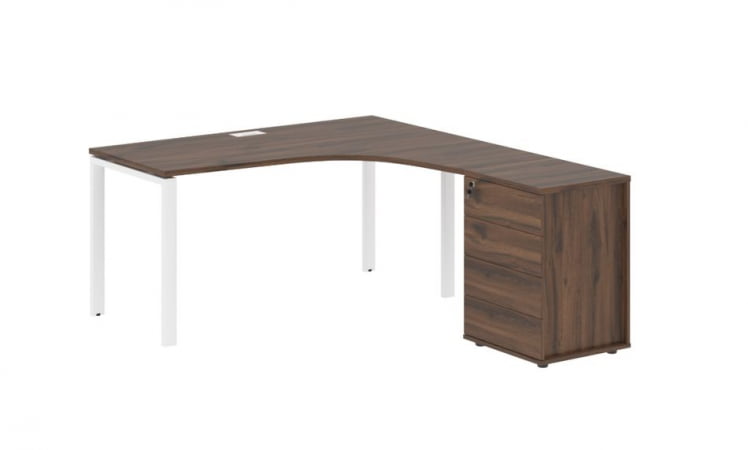 Стол эргономичный с тумбой правый ЕДИС ЕУCЕТ 1518 Р Дуб Денвер темный Белый / EDIS EUCET R_0