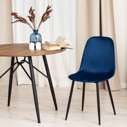 Стул БРЕЕЗЕ (мод. 4724) металл/вельвет, 44х48х87см, темно-синий/черные ножки / BREEZE (mod._8